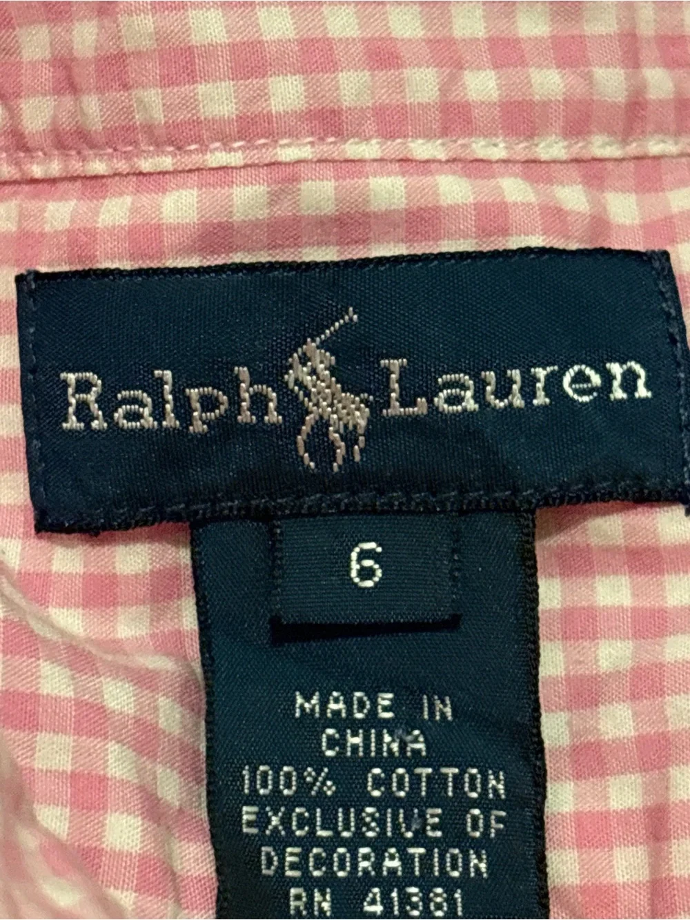 Polo Ralph Lauren Pink Gingham Button Down Shirt Boys Size 6